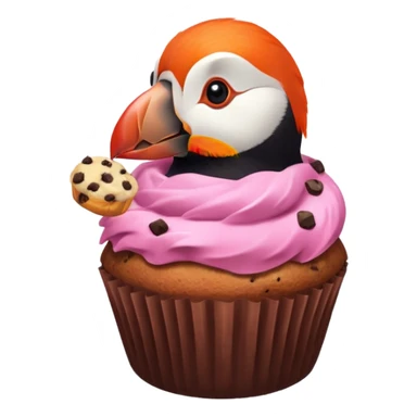 pink puffin eating a muffin sticker