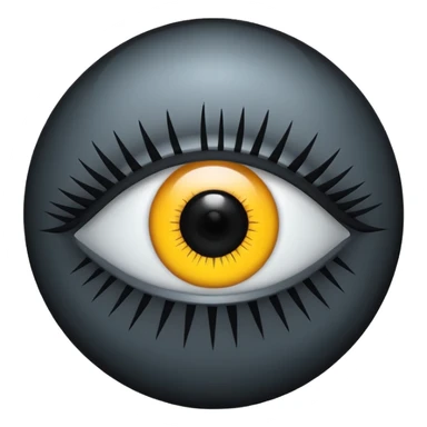 Minimal emoji, gothic futuristic eye, cold grey sclera, pupil replaced by a solid black number 8, occult cyber aesthetic, sharp clean lines, flat emoji design, centered, transparent background sticker