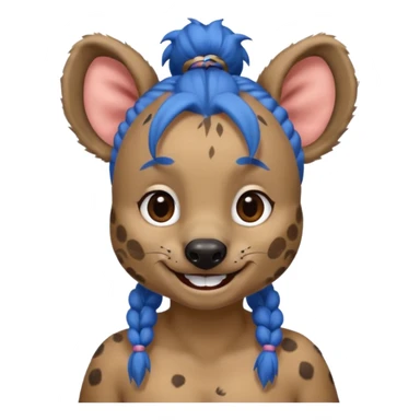 hyena with blue pigtail buns sticker