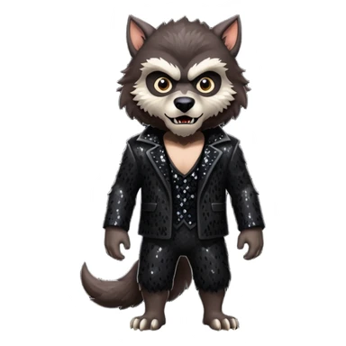 The Werewolf from Universal Monsters with dark brown fur, black sequin outfit sticker