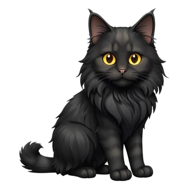 cinematic-cute black-maine-coon-cat-full-body-on all fours-emoji,-head-tilted-playfully-and-inquisitively,-sleek--black-fur,-simplified-yet-adorable-features,-highly-detailed,-glowing-with-a-warm,-friendly-glow -simplified-yet-realistic sticker