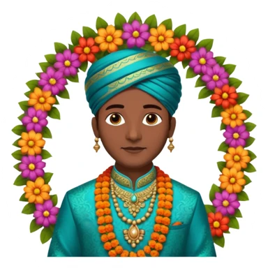 indian groom holding garland sticker