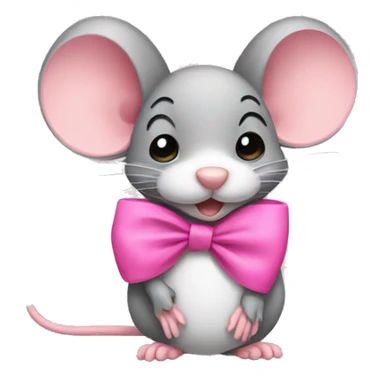 Mouse wearing a pink bow sticker