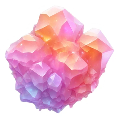 Pastel iridescent nebula crystal cluster pastel pink and orange sticker