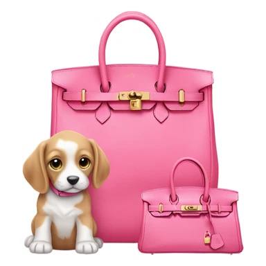 Pink birkin bag with puppy sticker