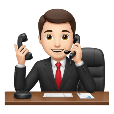 excited office boss on phone at his desk sticker