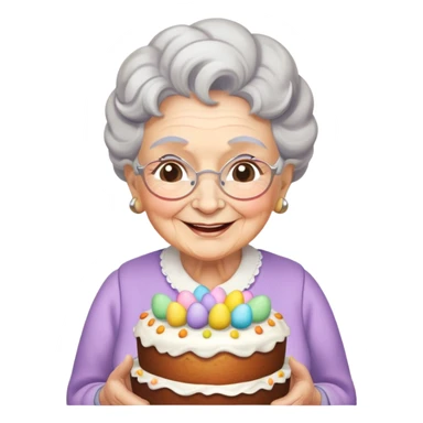 Granny with Easter cake sticker