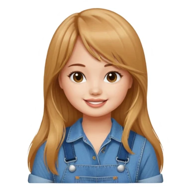 Debby Ryan (long hair with straight bangs) wearing overalls sticker