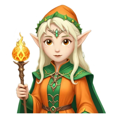 Mage elf with glowing orange staff sticker
