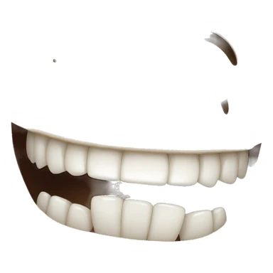 A smiley face that only has its front row of teeth showing, and is biting its entire lower lip sticker
