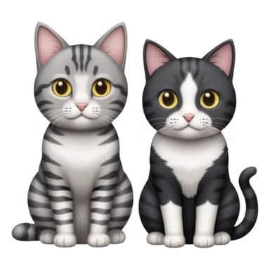 Gato gris atigrado y gato blanco con negro  sticker