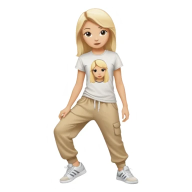Hiphop dancer, with cute big pants, sneakers, and t-shirt. White girl blond sticker