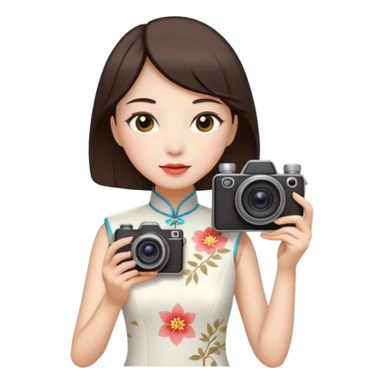 cheongsam ancient white fox with camera sticker