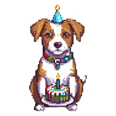 dog with birthday cake sticker