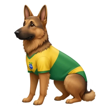Cachorro pastor alemão usando camisa do brasil full body  sticker