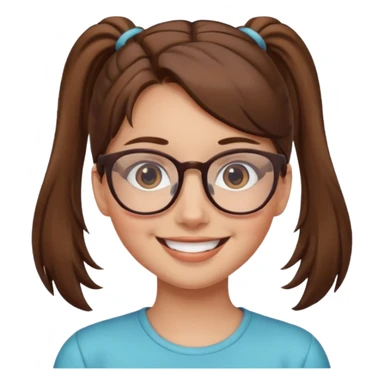 brown haired Ponytail Girl with Glasses sticker