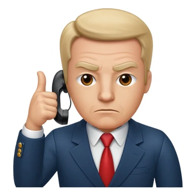 boss on a phone call, giving a thumbs down sticker