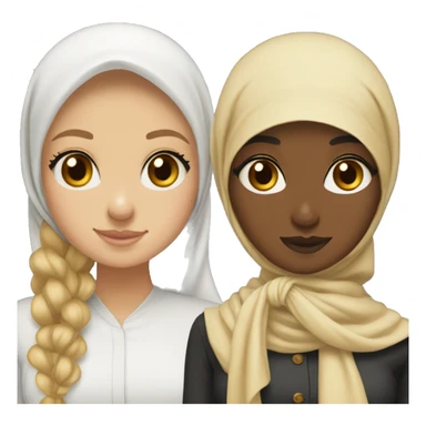 Hijabi girl with a kinda blondr kinda brunette bestfriend with a bow sticker