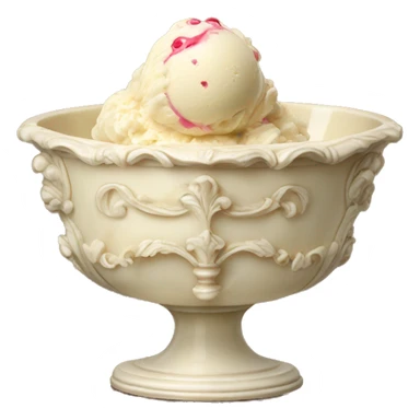 vintage ivory rococo bowl with ice cream sticker