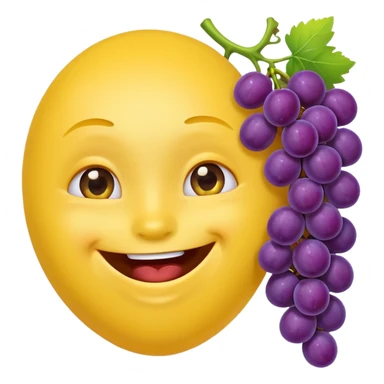 Yellow circular emoji eating grapes sticker