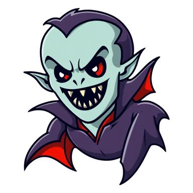 Menacing vampire with long deadly fangs sticker