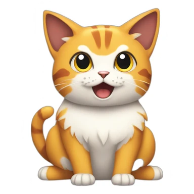 Sitting-bicolor-cat-fire-type-pokemon-shocked sticker