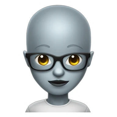 gray skin alien big pure black eyes wearing glasses sticker