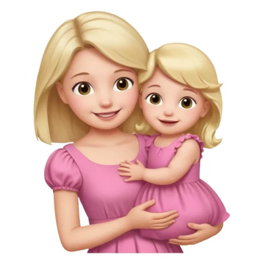 Draw an baby girl with dress being hold by mother sticker