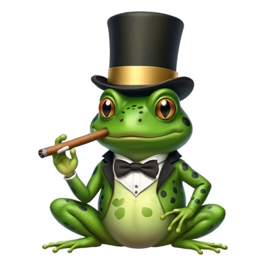 Frog with top hat an smoking cigar  sticker