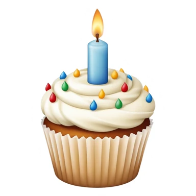 birthday cake icon but cup cake one candle make simple sticker