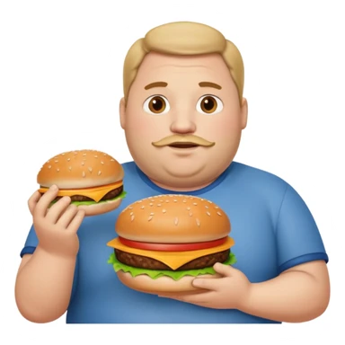 fat guy holding burger sticker
