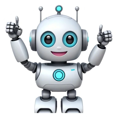 cute girly robot with a big smile, portal design , giving a big thumbs-up sticker
