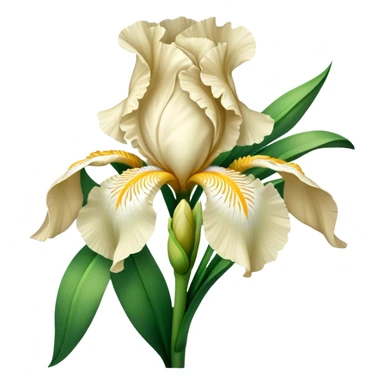 big bouquet Cream Iris, luxuriant, leaf, bud sticker