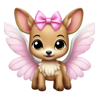 Baby fawn with pink bow and angel wings sticker