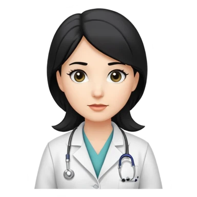 female white physician with black hair and black eyes sticker