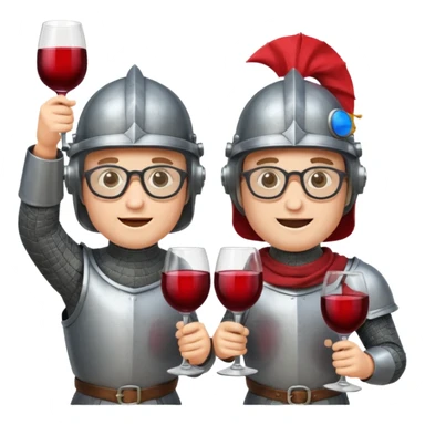 Two medieval knights with masks down cheer-sing glasses of wine  sticker