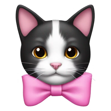 black and white cat with a pink bow sticker