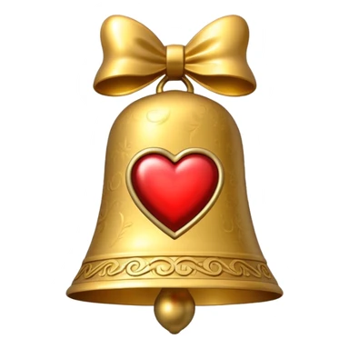 heart on gold Christmas bell sticker
