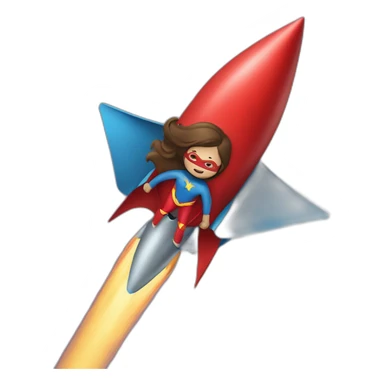 person dressed with a superhero cape but without mask is riding on a rocket sticker