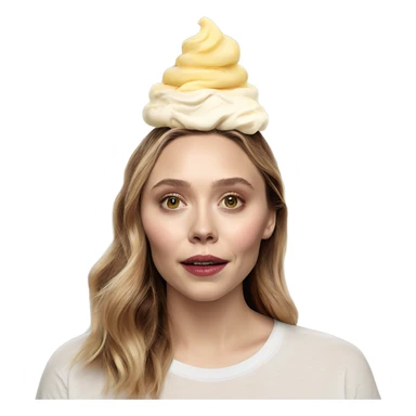 Elizabeth Olsen with an ice cream on her head  sticker