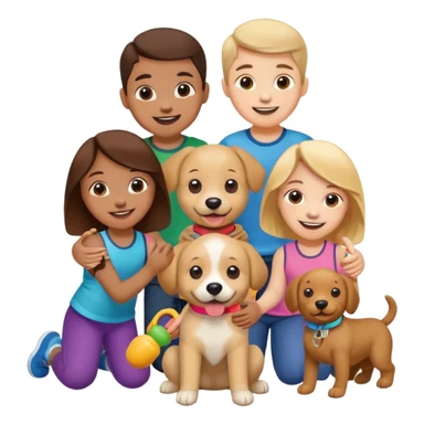 children with dog toys sticker