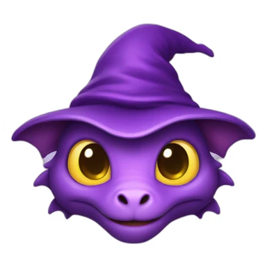 cute purple dragon with yellow eyes wearing wizard hat sticker