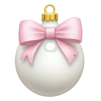 Plain White Christmas ornament with a light pink bow on top sticker