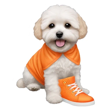 neon orange shoes on a maltipoo sticker