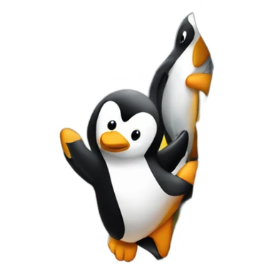 Penguin rock climbing sticker