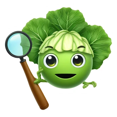 smiling cabbage hold magnifying glass sticker