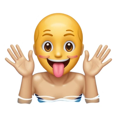 Emoji sticking out tongue while making hand gesture like diving in a pool of swimming  sticker