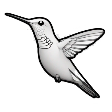 hummingbird Bird black and white outline sticker