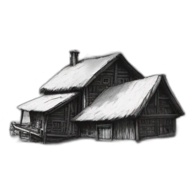 Russian-village-clouds-sunlight-tenderness-ink-drawing sticker