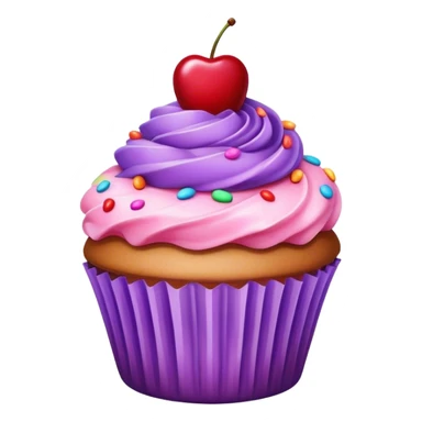 Light pink and purple cupcake with big cherry on top and sprinkles  sticker
